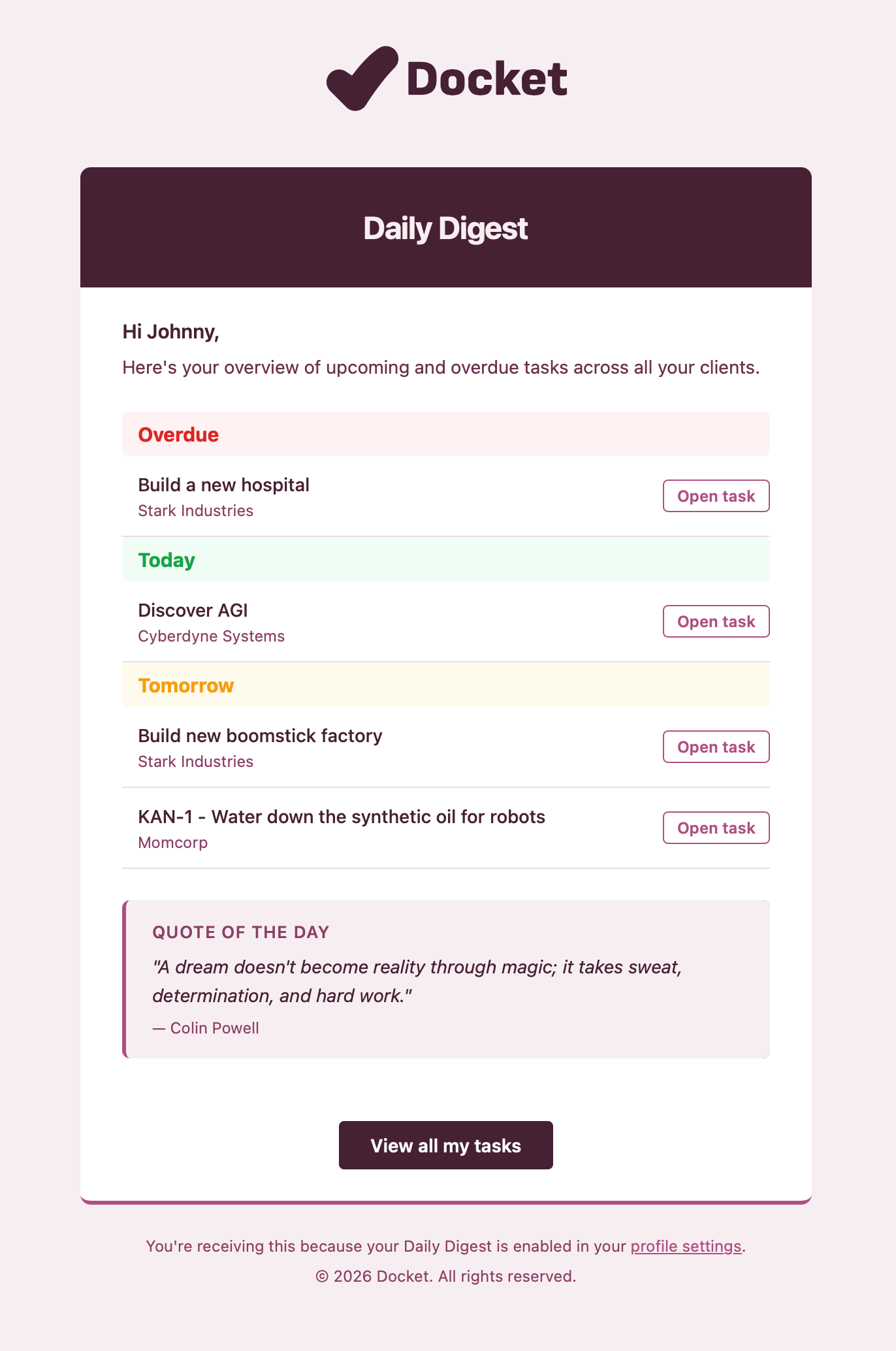 Daily digest preview